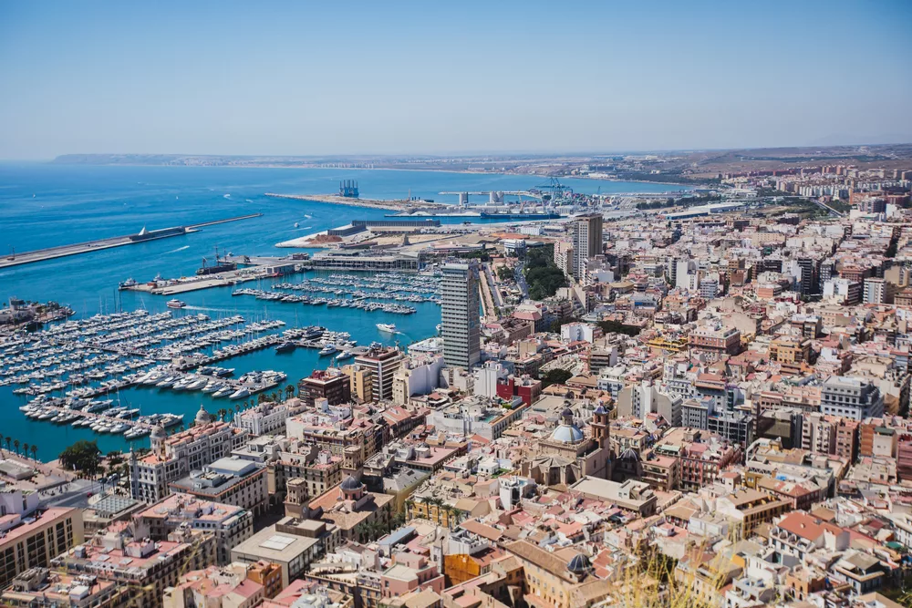 Beautiful wide aerial view of Alicante