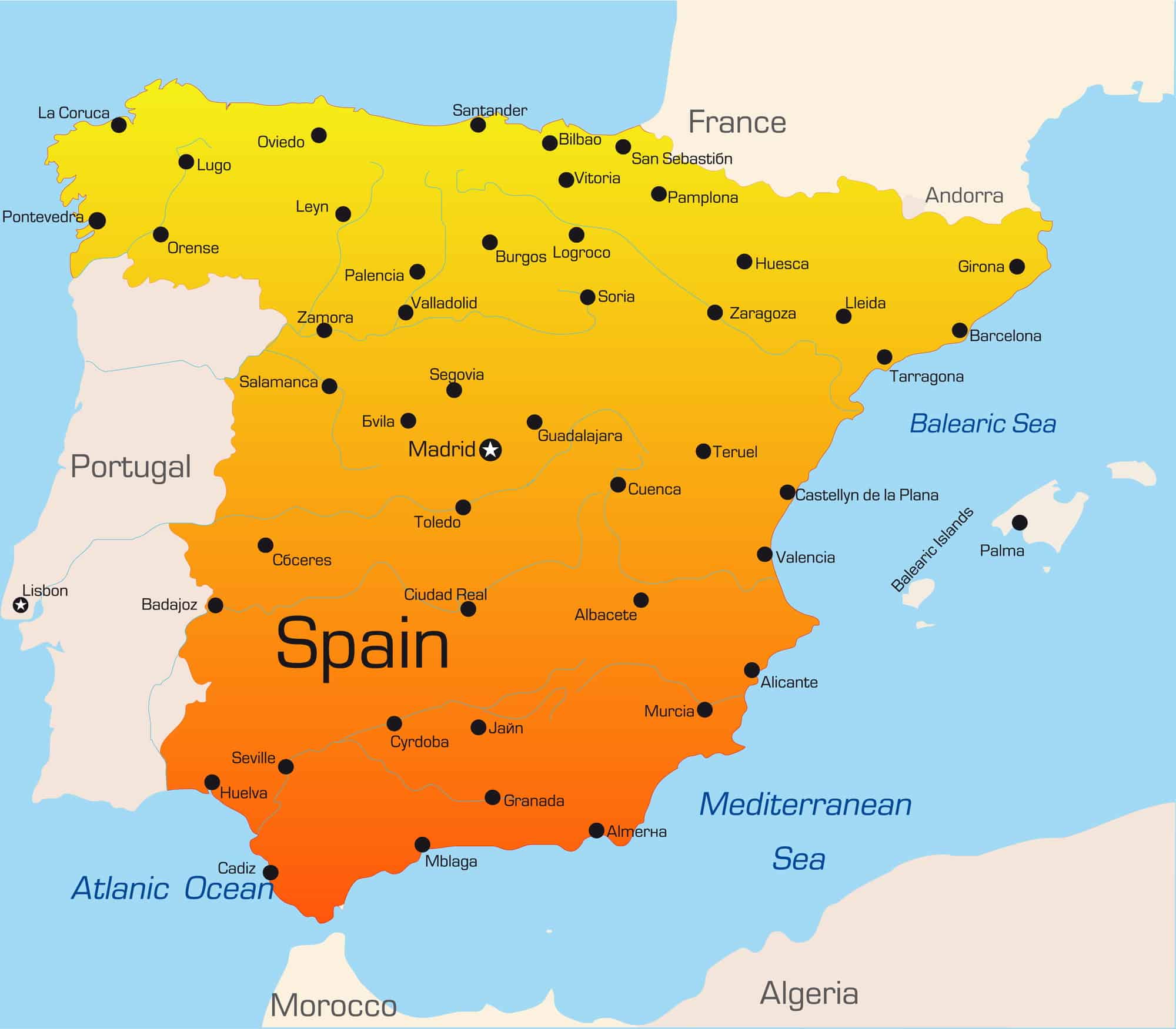 Map-of-Spain-temperatures