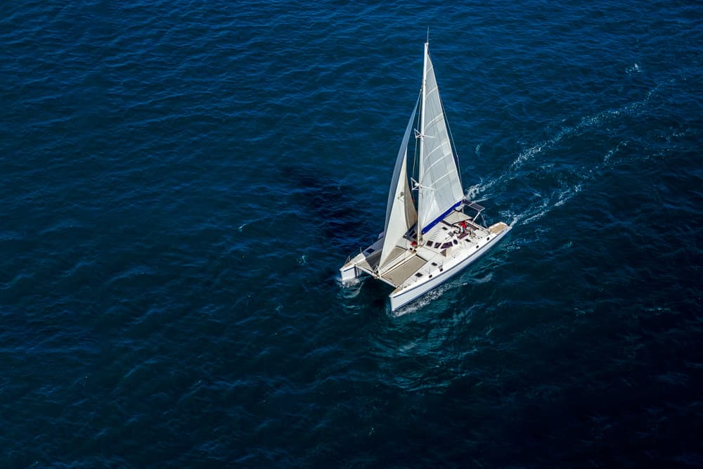 Catamaran sailing in the Mediterranean sea