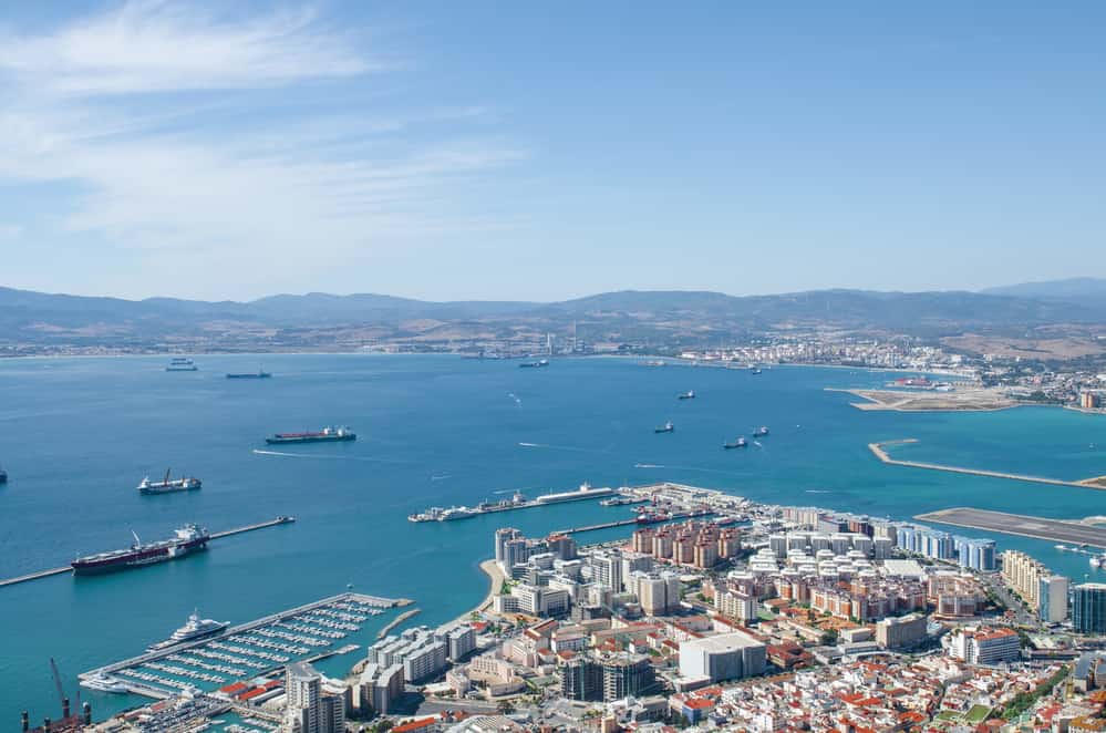 Overall view of Gibraltar city and Gibraltar Bay