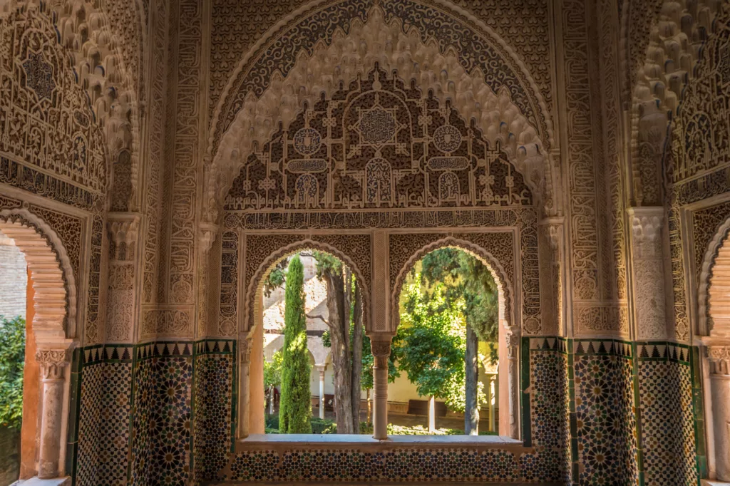 Window in Alhambra palace in Spain