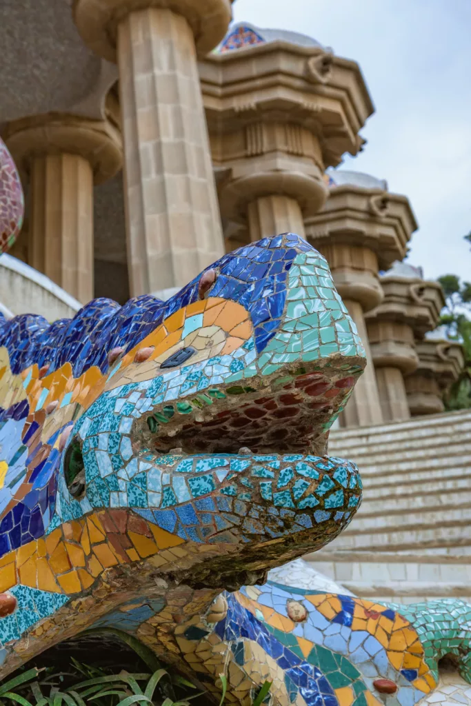 The Dragon (or Salamander) mosaic in Park Güell, Barcelona, is one of the iconic features of the park.