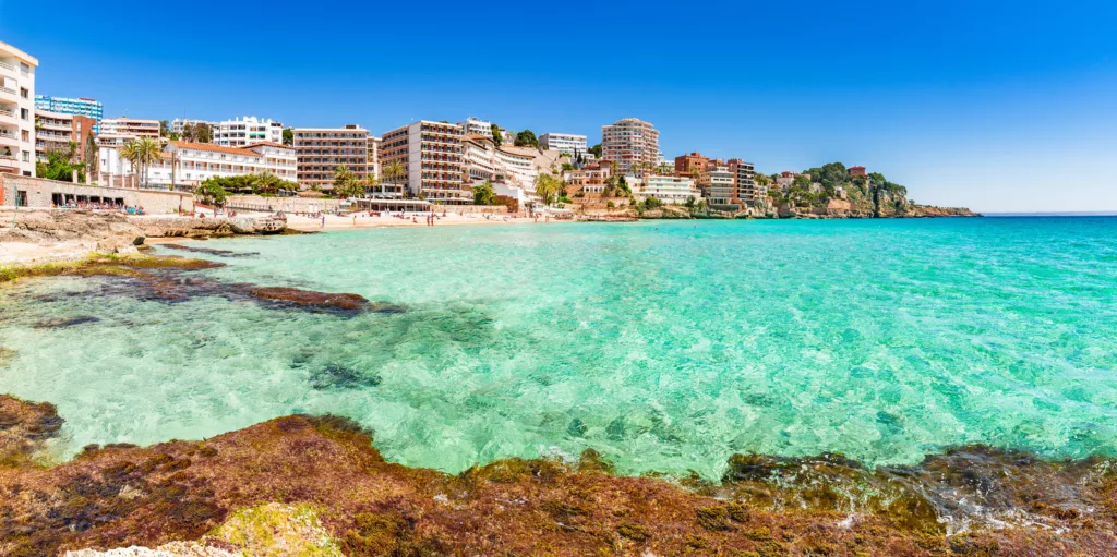 Spain Palma de Majorca, beautiful beach at the seaside of Cala Mayor