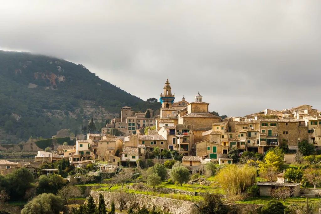 Panoramic view of the old resort town Valldemossa in Mallorca, Spain