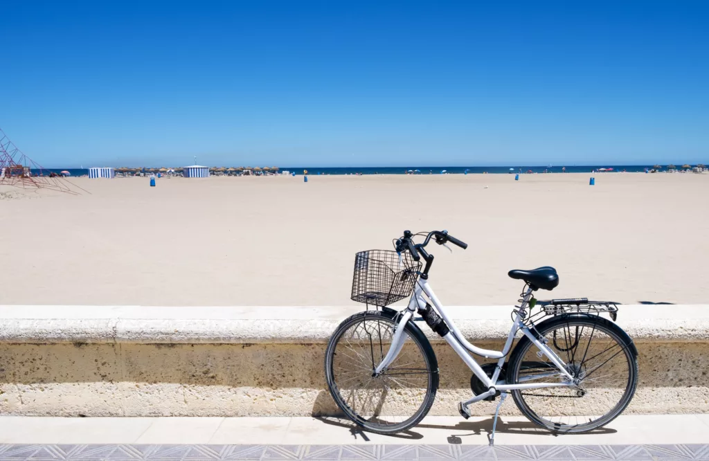 Bike in La Malvarrosa Beach, Valencia, Spain