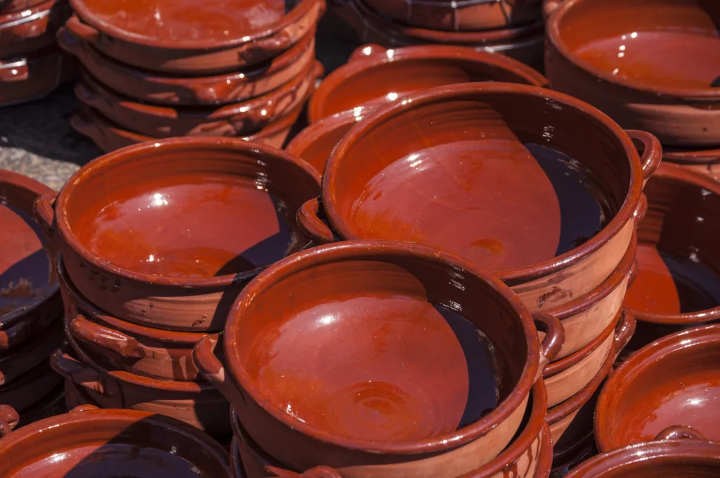 earthenware bowls market Sineu, Mallorca Spain
