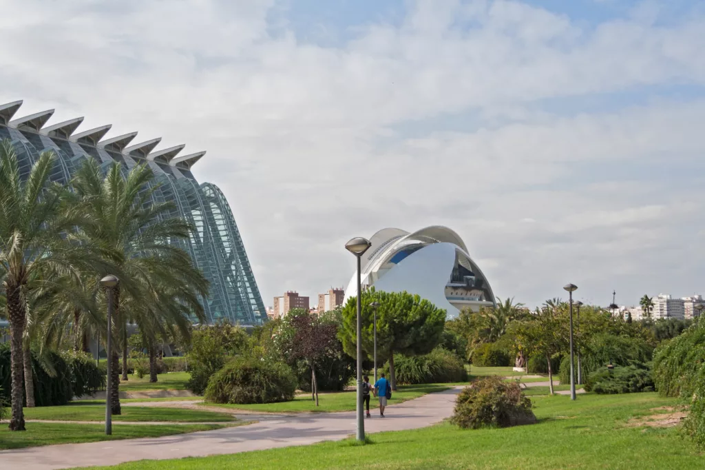 View of the garden park Turia in Valencia, Spain