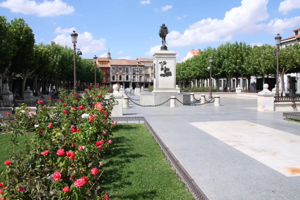 City square in Alcala de Henares, famous town in Spain