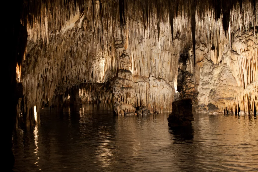 Caves of Drach with many stalagmites and stalactites