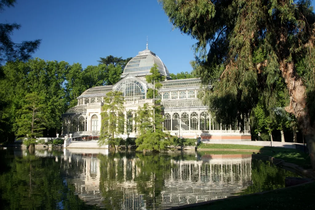 Ancient Crystal palace in El Retiro park at Madrid