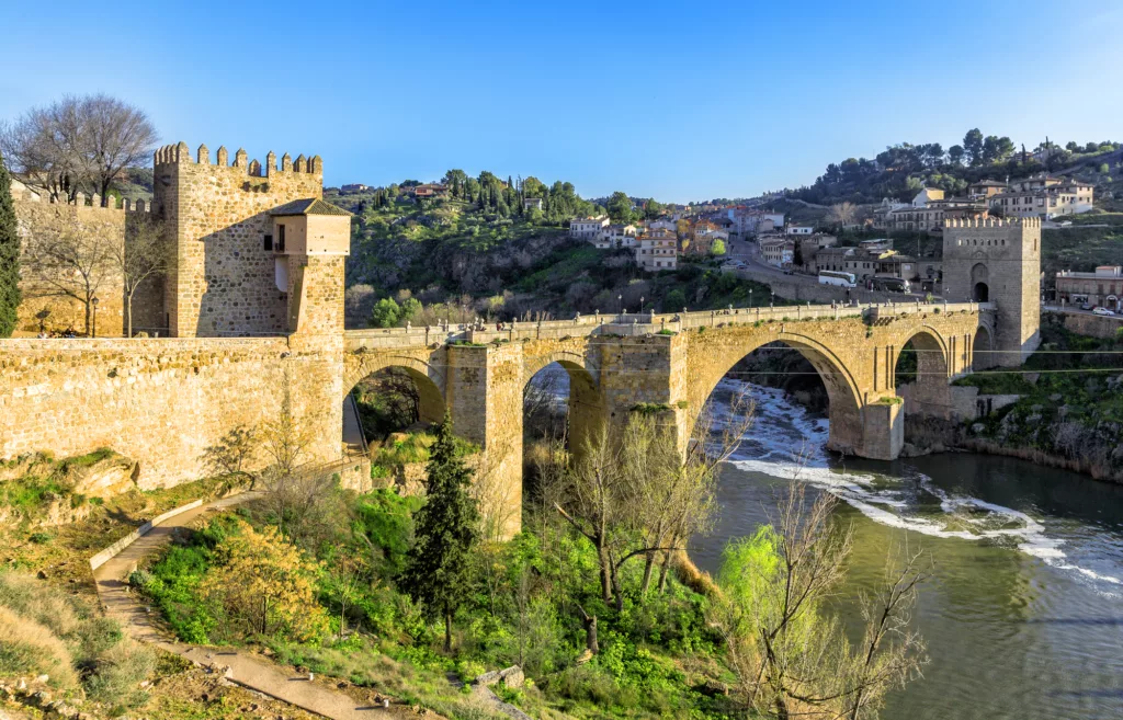 Puente de San Martin bridge over the Tajo river in Toledo, Spain.