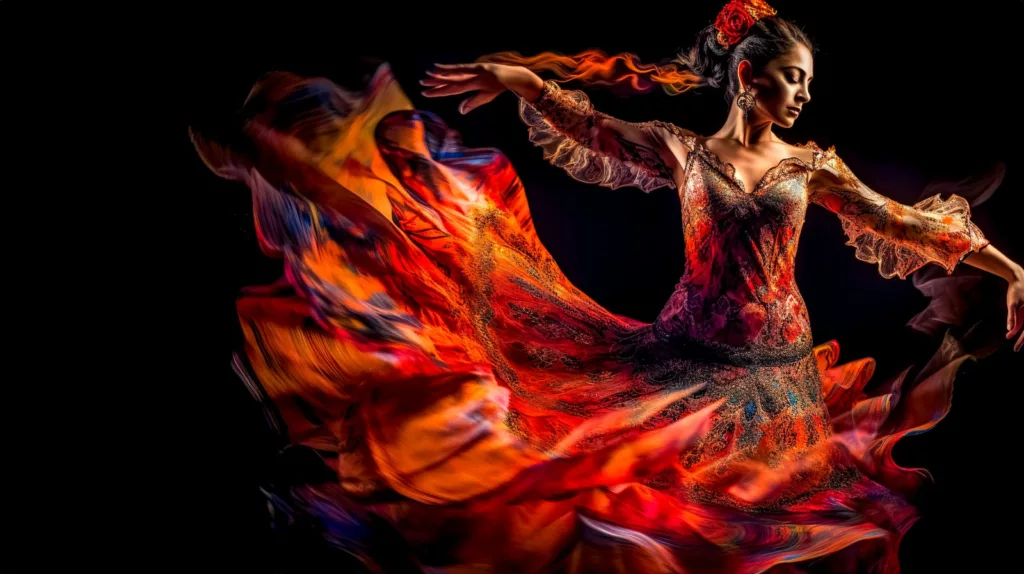Flamenco dancing  woman in a red dress