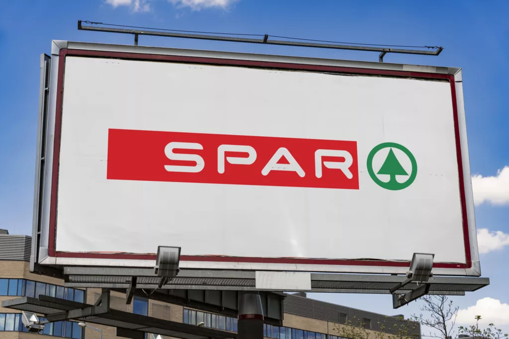 Advertisement billboard displaying logo of SPAR