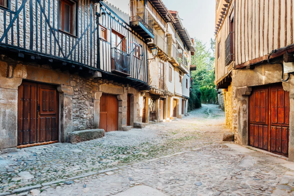 Old street in La Alberca, Salamanca in January