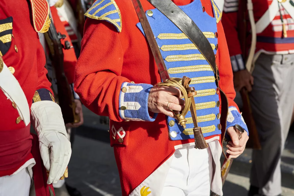 Soldiers stand in formation during Tamborrada of San Sebastian in January Basque Country