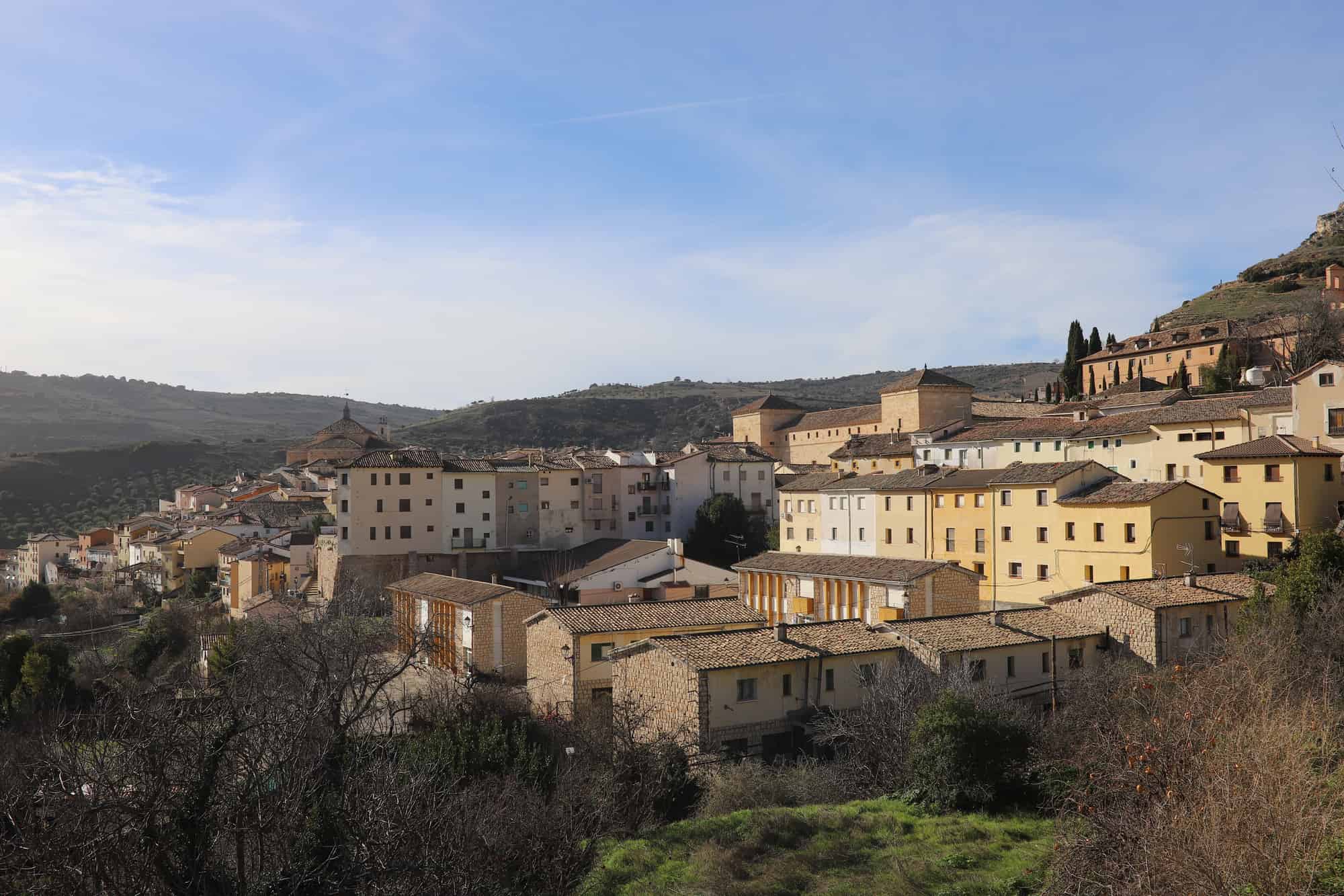 A beautiful view of the cityscape on a sunny day in Pastrana, Guadalajara, Spain