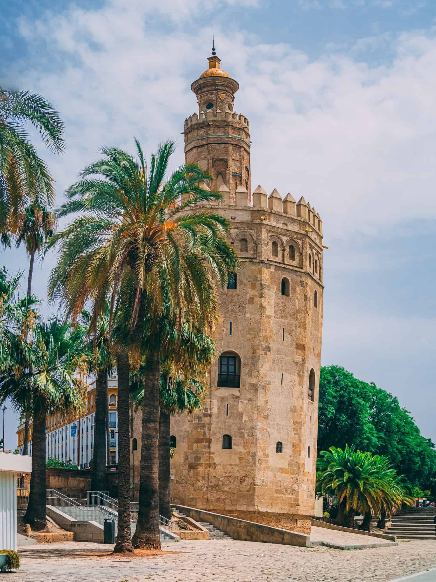 Vertical shot of Torre del Oro in Seville Spain