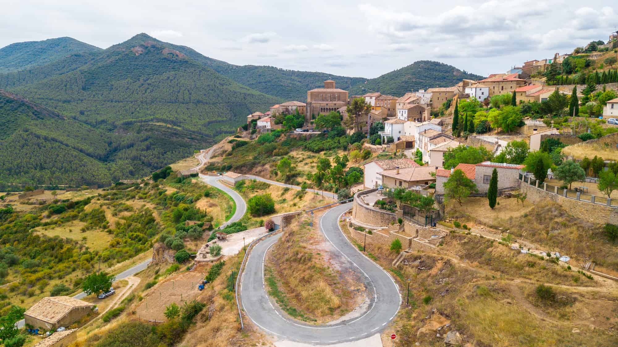 Aerial view of ujue medieval town, Spain