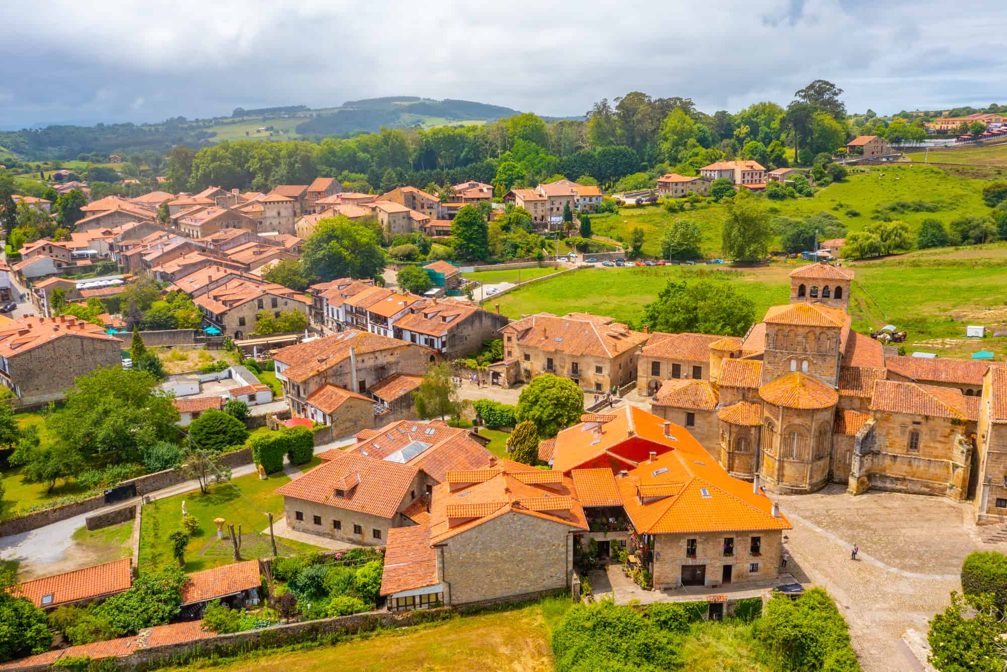 Aerial views of Santillana del Mar in Spain