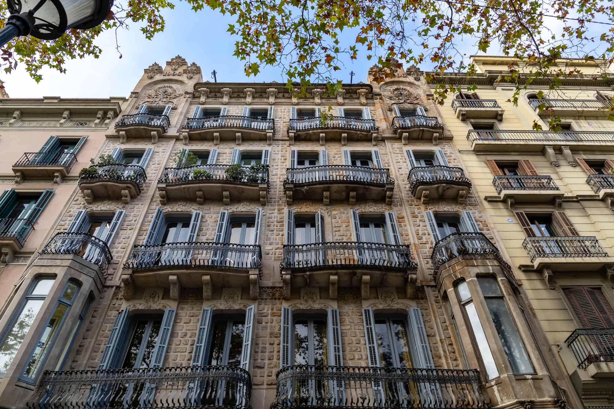 Barcelona, Catalonia, Spain - Facade of old apartment buildings