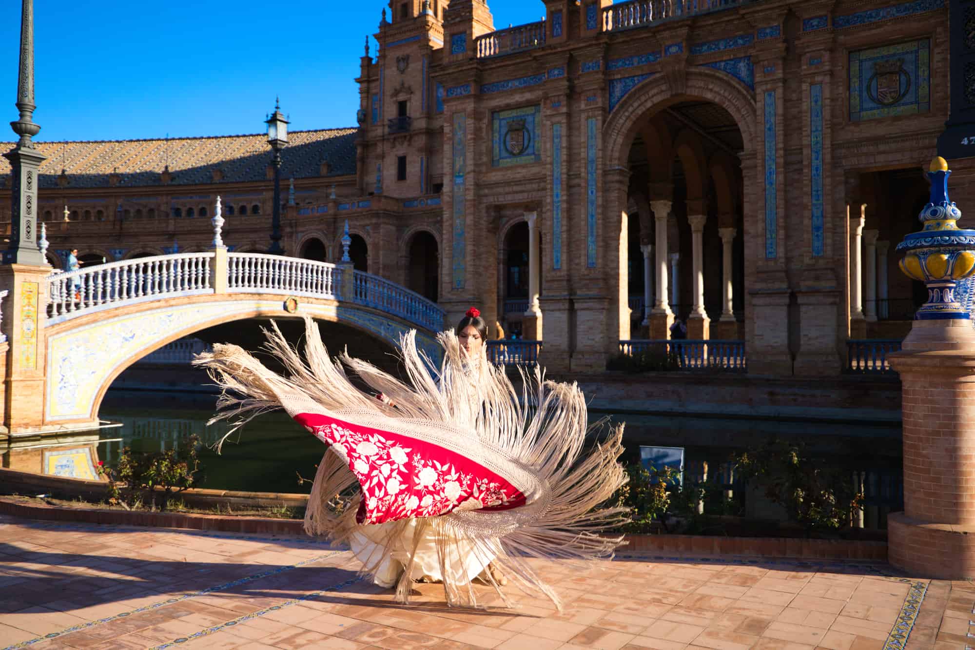 Flamenco dancer in a square in seville