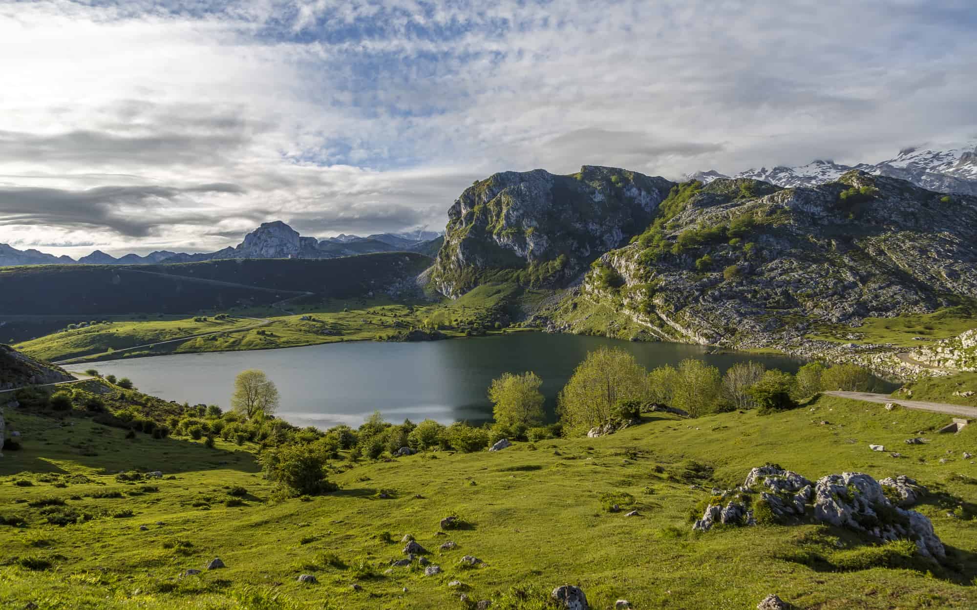 Fantastic lake Ercina, one of the famous lakes of Covadonga, Asturias , Spain