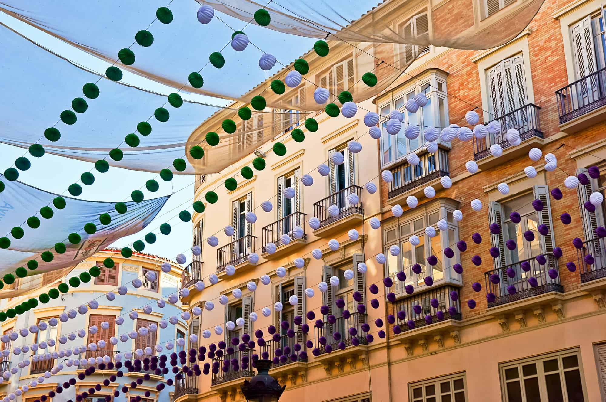 Malaga in fair, Spain. Larios street view