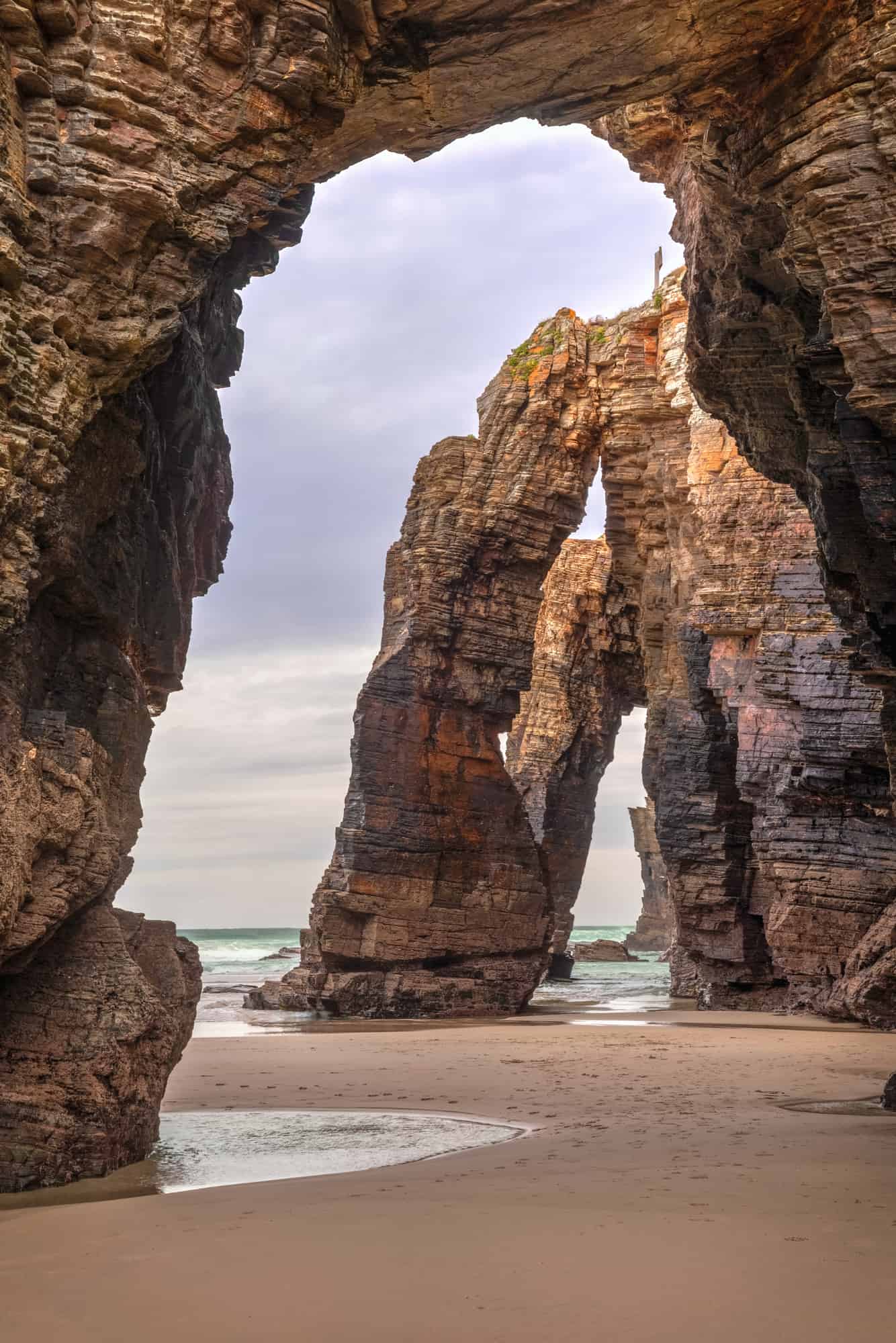 Natural stone archs on Playa de Las Catedrales, Spain