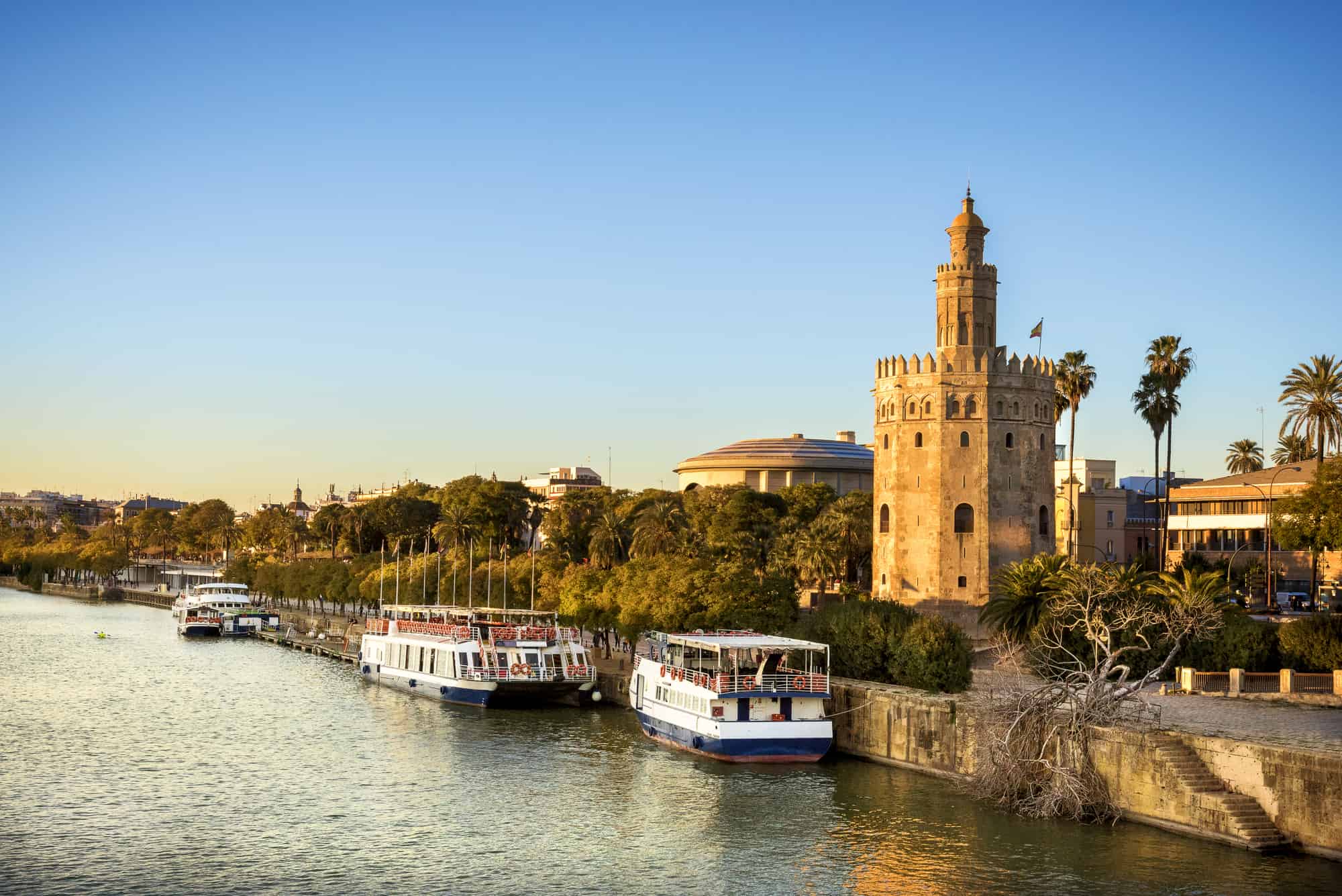 View of Golden Tower (Torre del Oro) of Seville, Andalusia, Spain