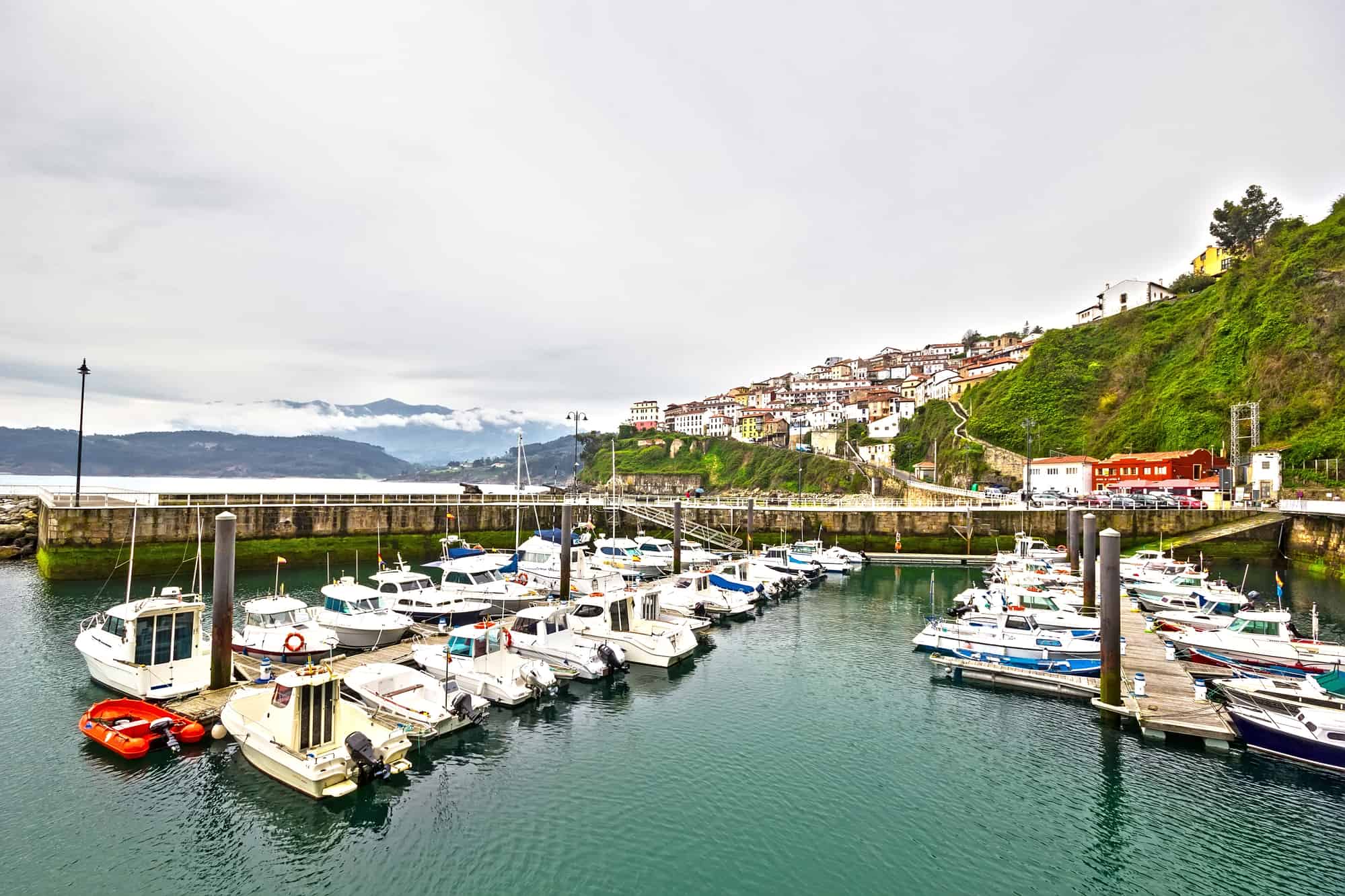 View of Lastres from harbor. It is one of the most beautiful villages in Spain