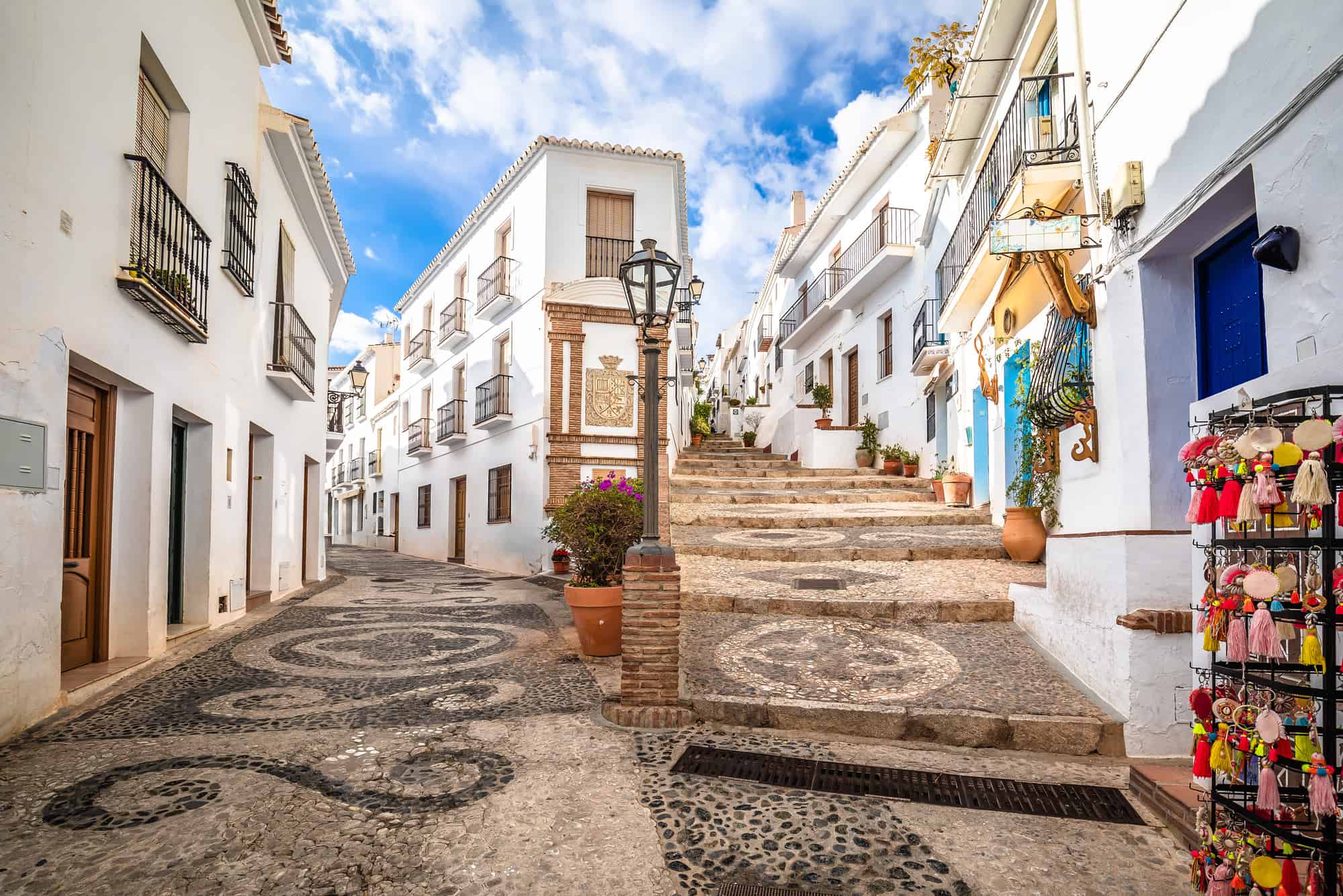 White village of Frigiliana street view, Andalusia region of Spain