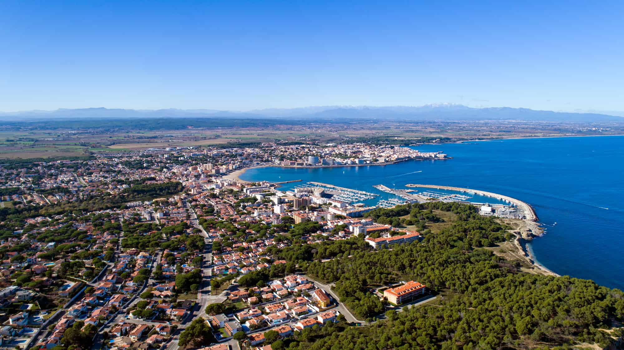 Aerial photo of L'Escala, Costa Brava, Spain