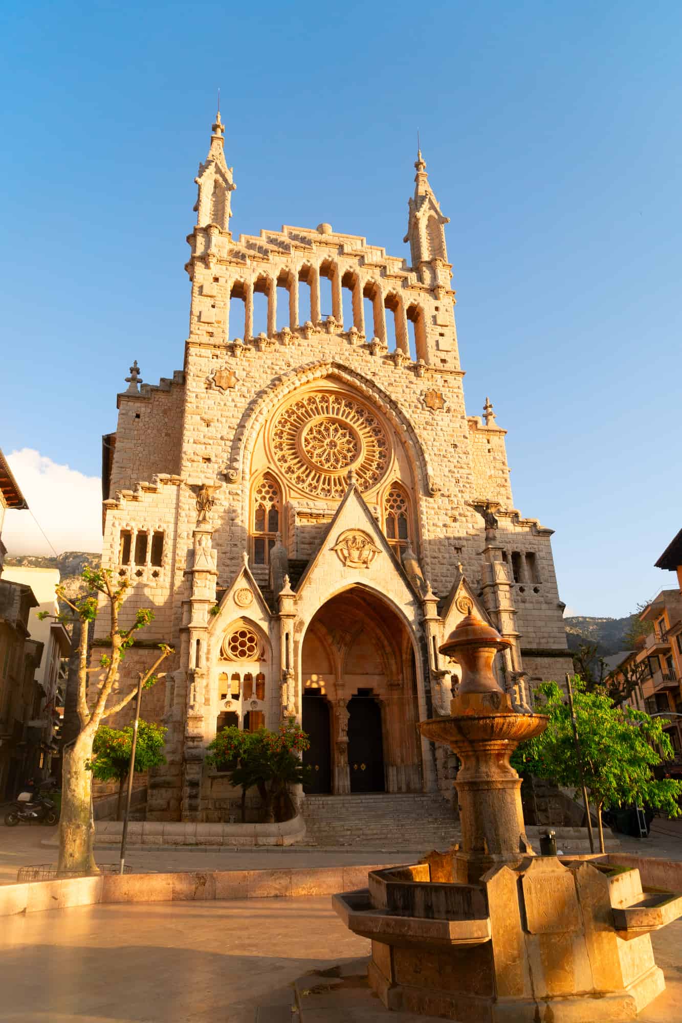 Cathedral church in old town of Soller