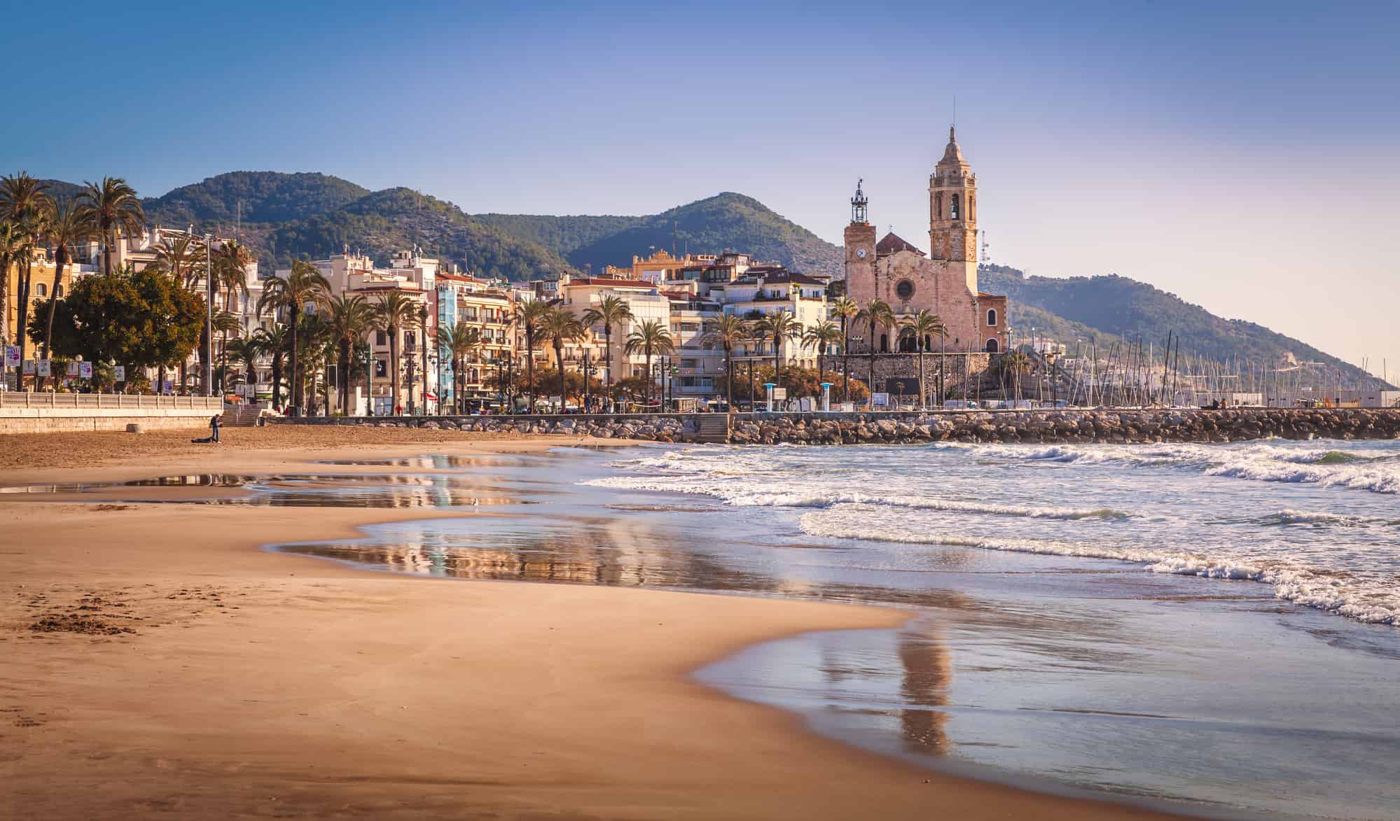 Sitges is a town near Barcelona in Catalunya, Spain. It is famous for its beaches and nightlife