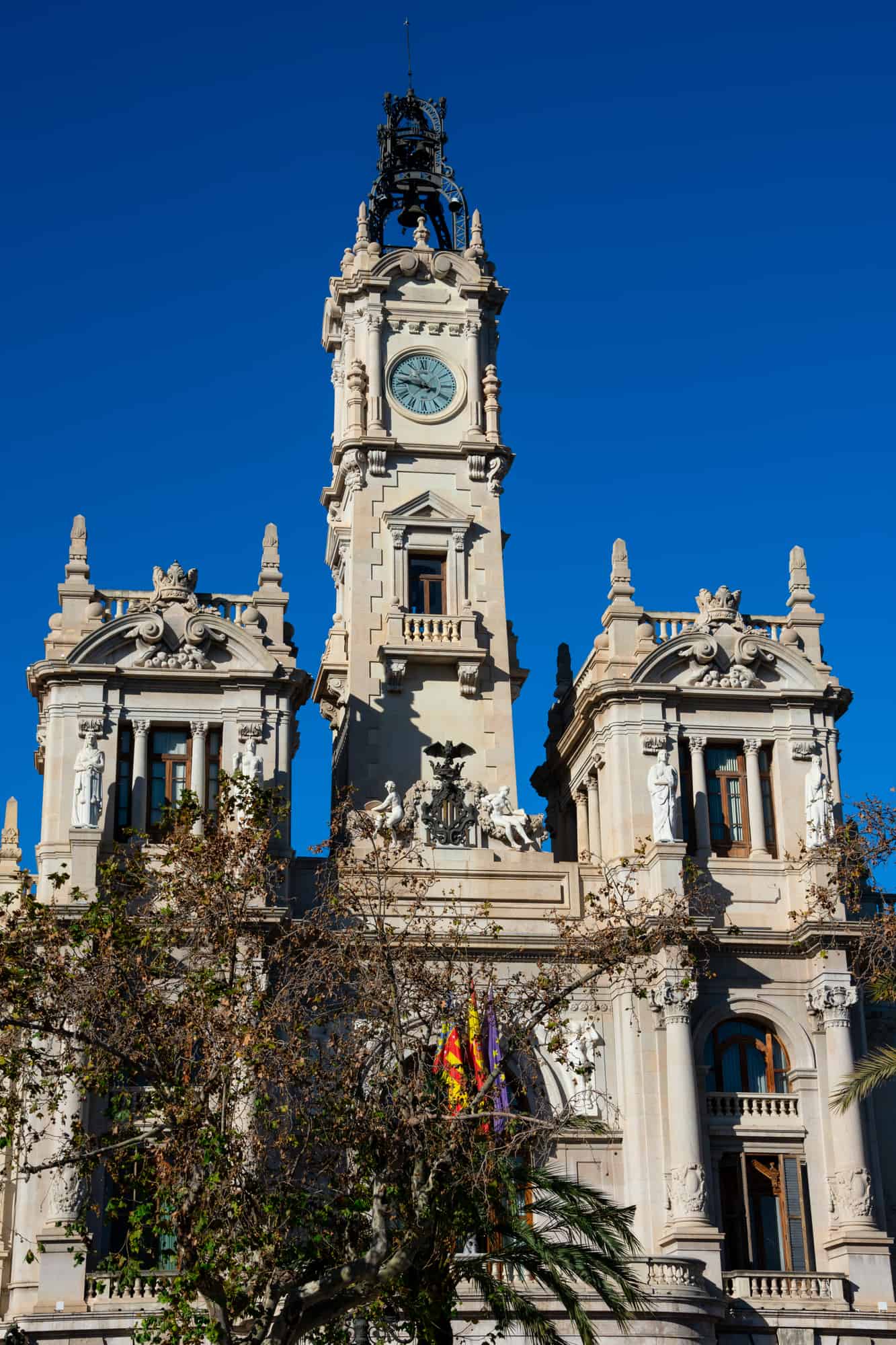 View of Town Hall building (Edificio del Ayuntamiento). Valencia, Spain