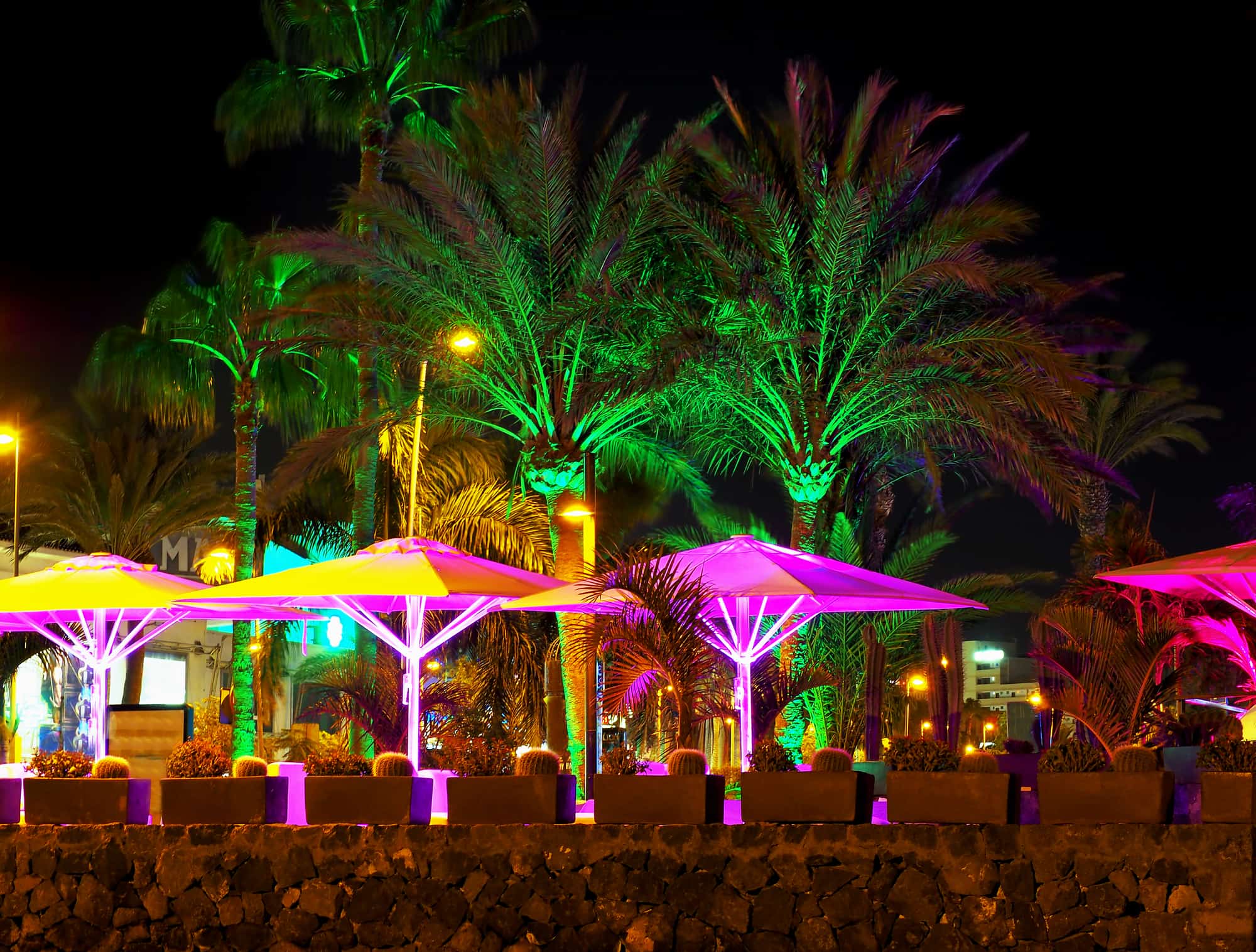 Promenade at the Playa de las Americas on tenerife at night