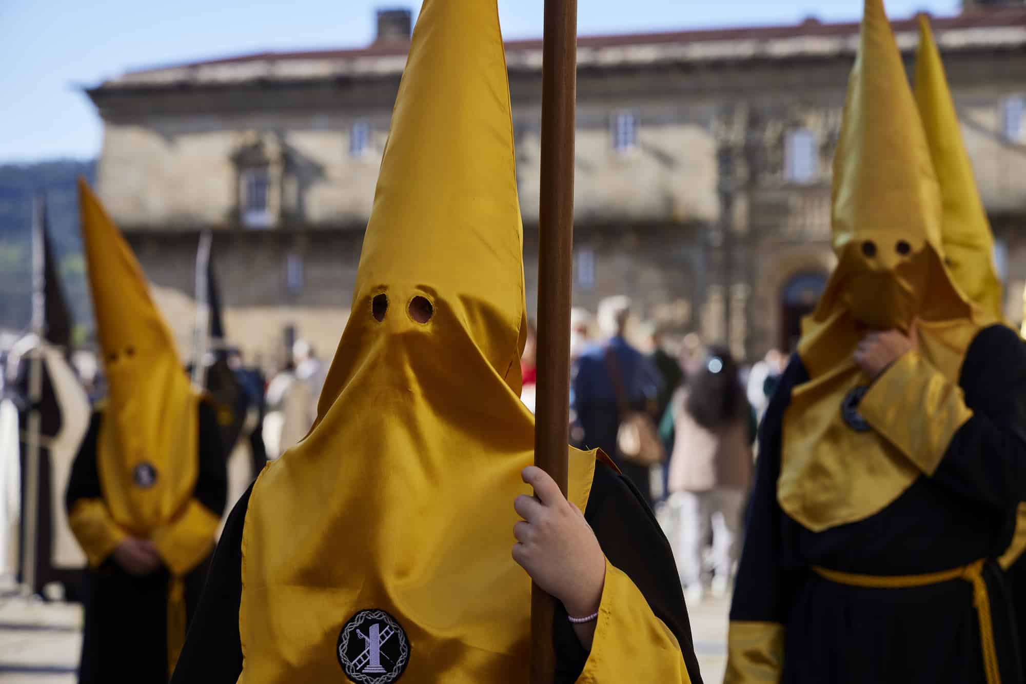 Santiago de Compostela. Nazarenes. Holy Week in Spain during March