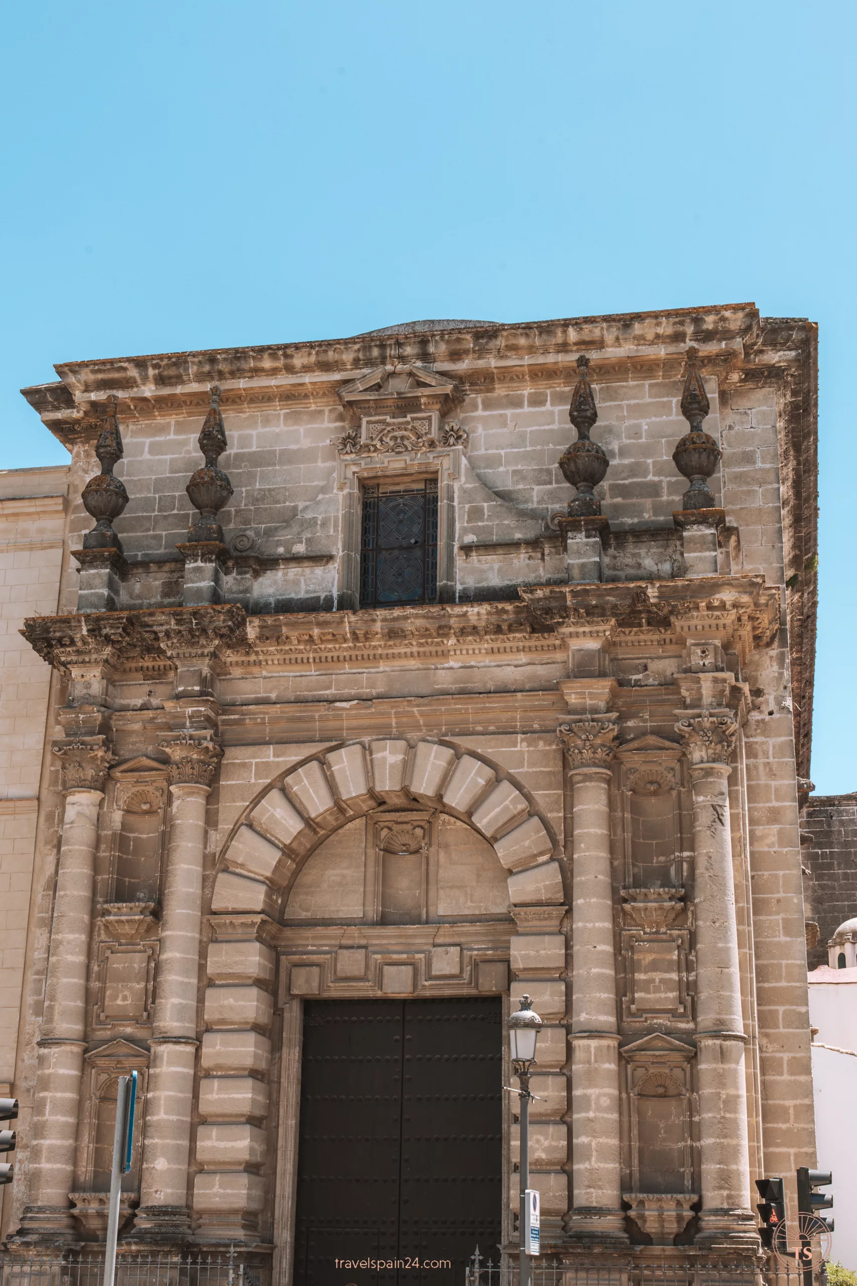 Entrance to the facade of the monastery in Jerez de la Frontera. This image showcases another notable religious site in the city.